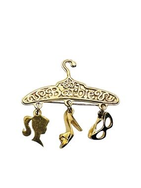 Vintage Collectible Goldtone Barbie Hanger Charm Brooch Pin Doll Heel Sunglasses